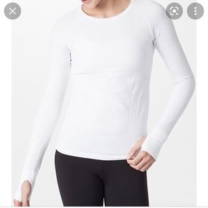 Ivivva (kids lululemon) white long sleeve active shirt, size 12.